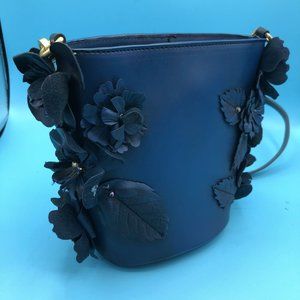 Customized blue Zara sculpted floral  bag